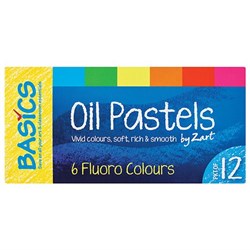 Basics Oil Pastels Fluoro Assorted Pack of 12 1
